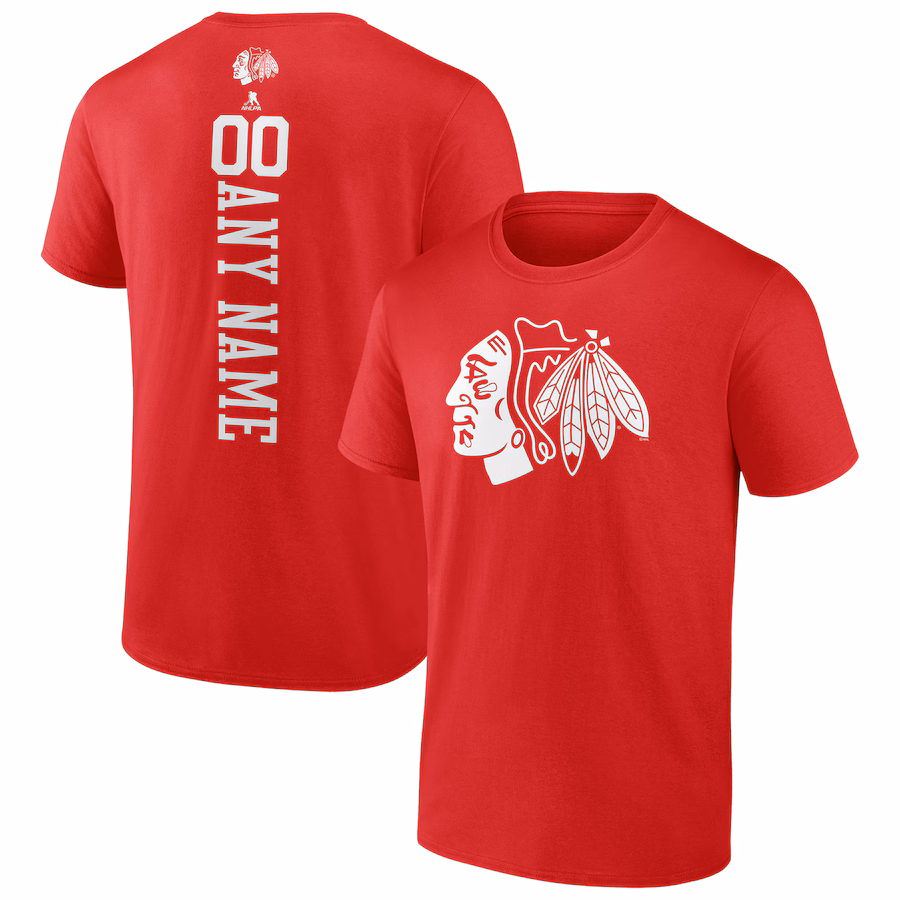 Men's Chicago Blackhawks Red Personalized One Color T-Shirt