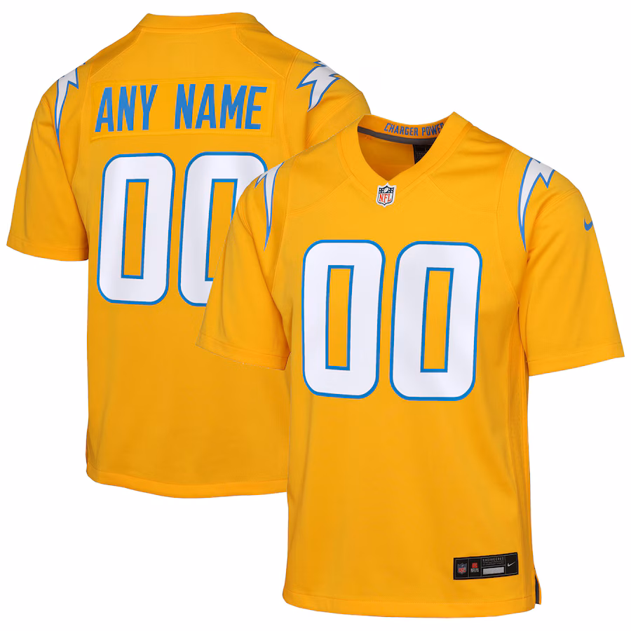Youth Los Angeles Chargers Nike Gold Alternate Charger Power Game Custom Jersey