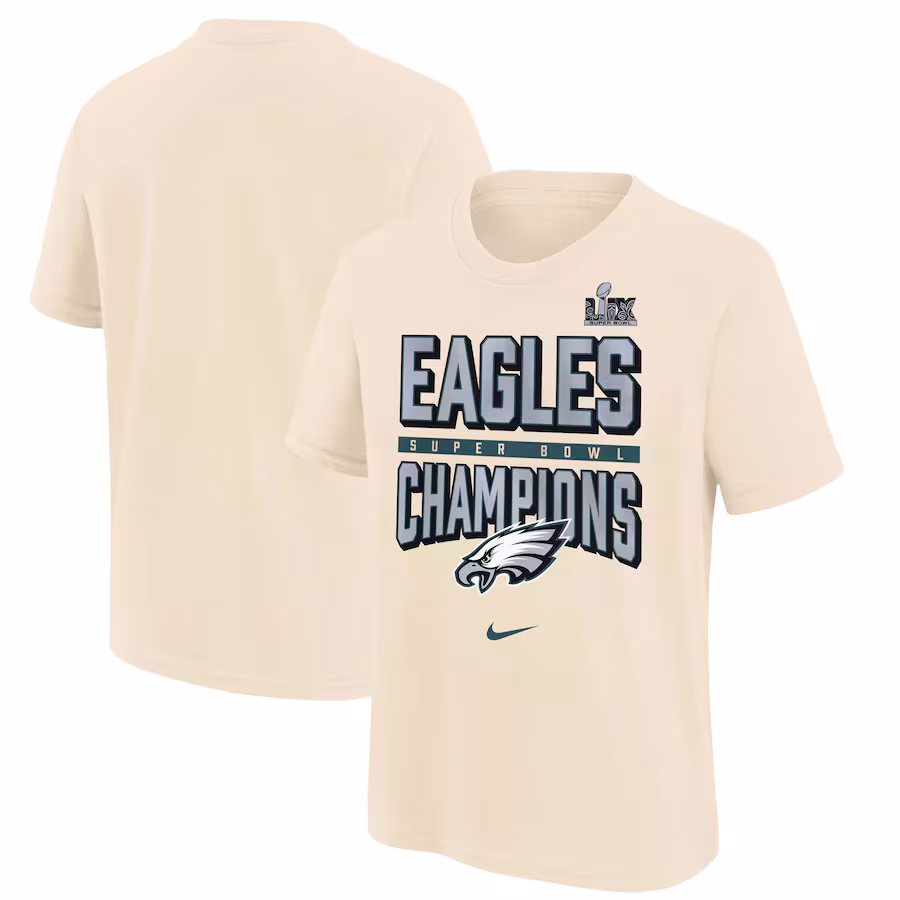 Youth Philadelphia Eagles  Nike Cream Super Bowl LIX Champions T-Shirt