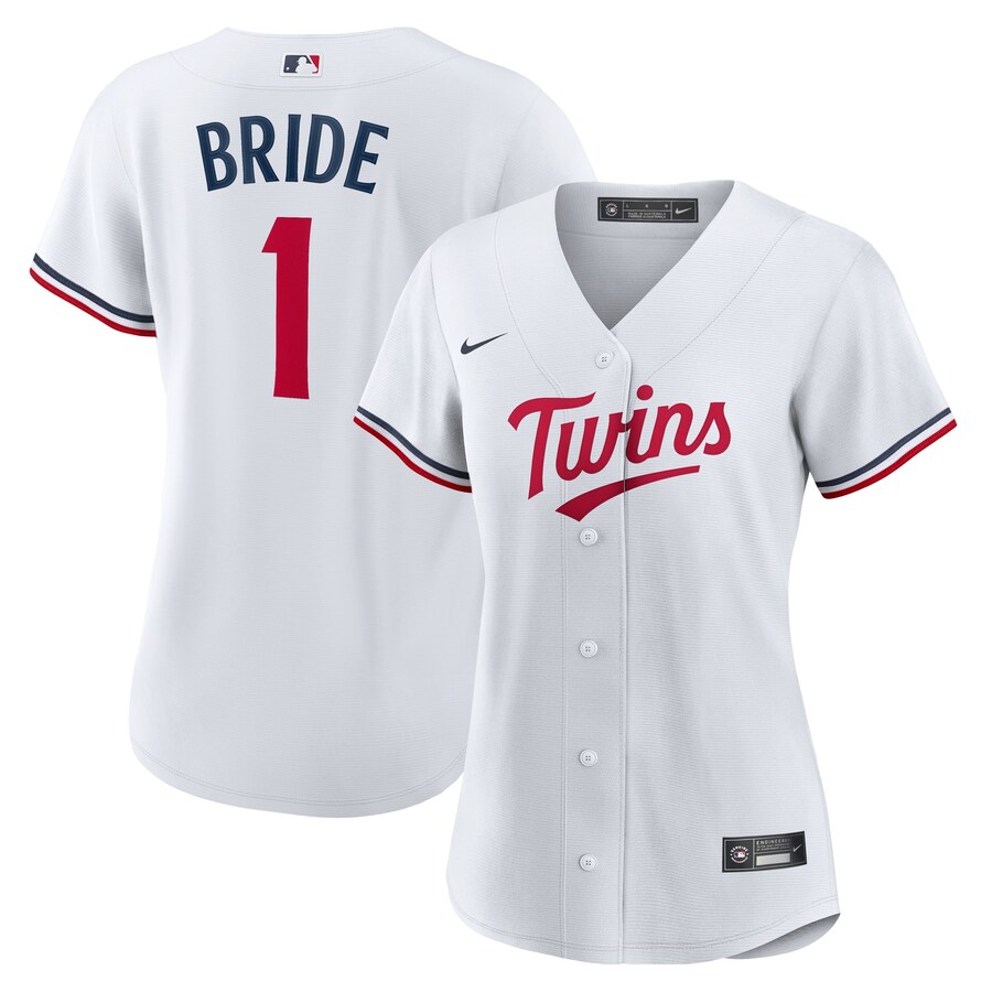 Women's Minnesota Twins Nike White #1 Bride Home Replica Jersey