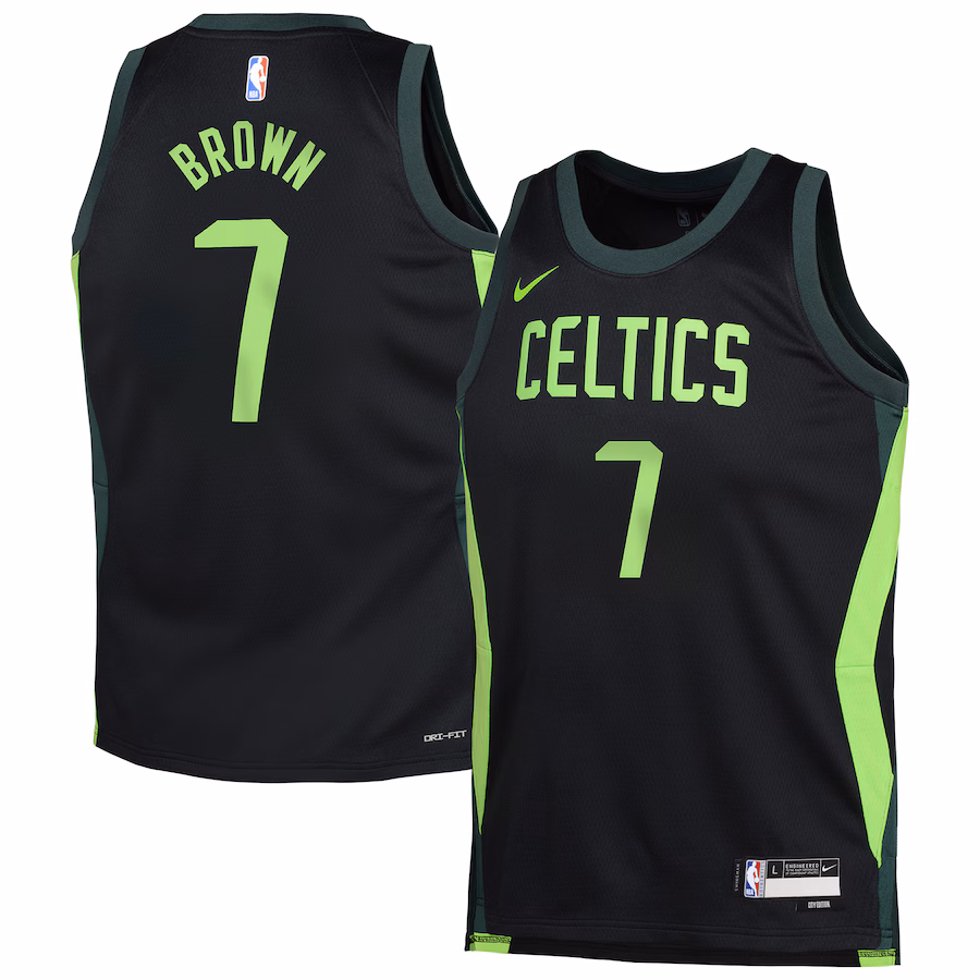 Youth Boston Celtics Jaylen Brown Nike Black 2024/25 Swingman Player Jersey - City Edition