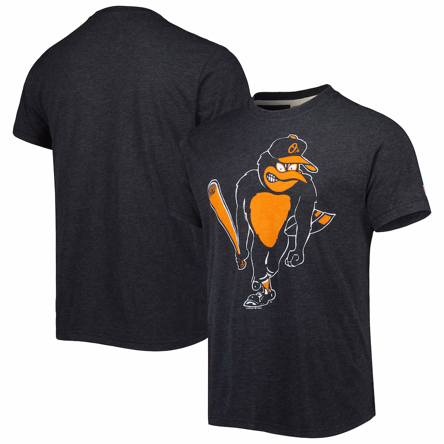 Men's Baltimore Orioles Homage Charcoal Hand-Drawn Logo Tri-Blend T-Shirt