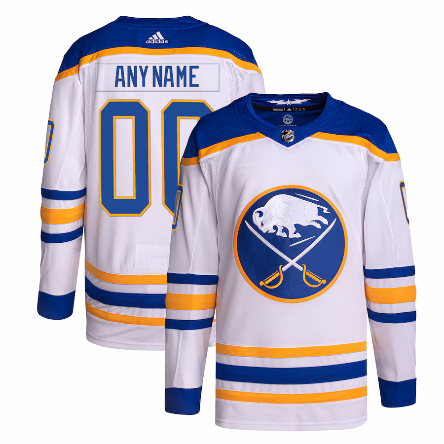 Men's Buffalo Sabres adidas White Away Primegreen Authentic Custom Jersey