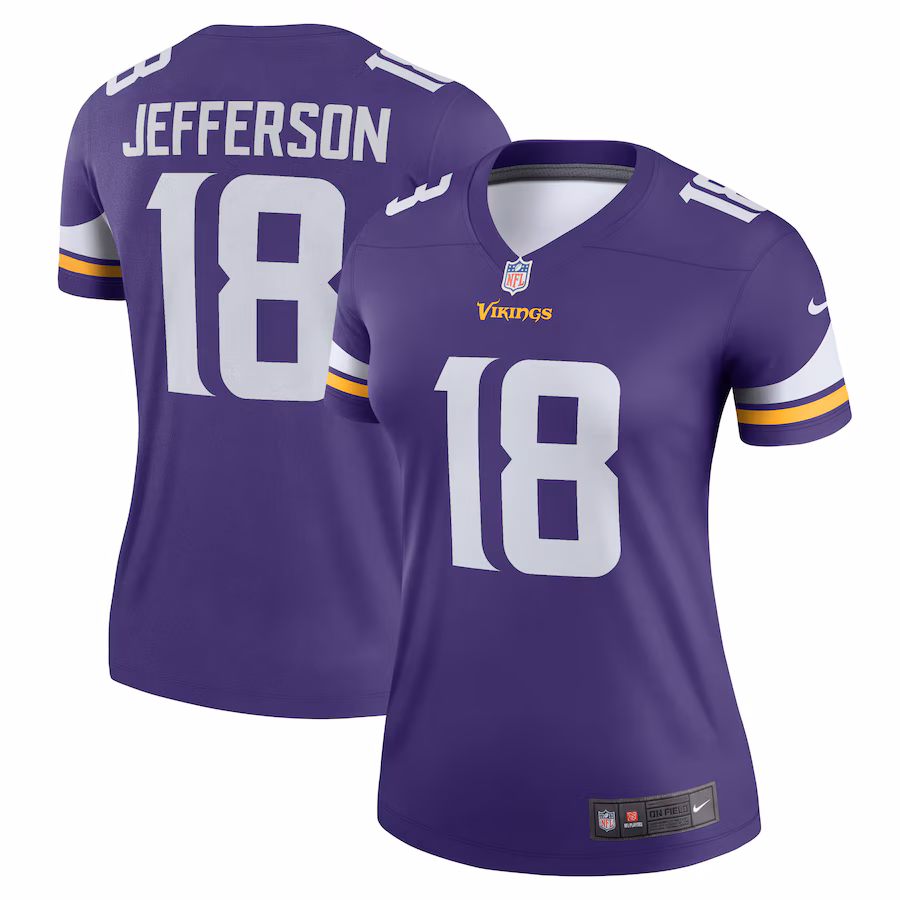 Women's Minnesota Vikings Justin Jefferson Nike Purple Legend Player Performance Top