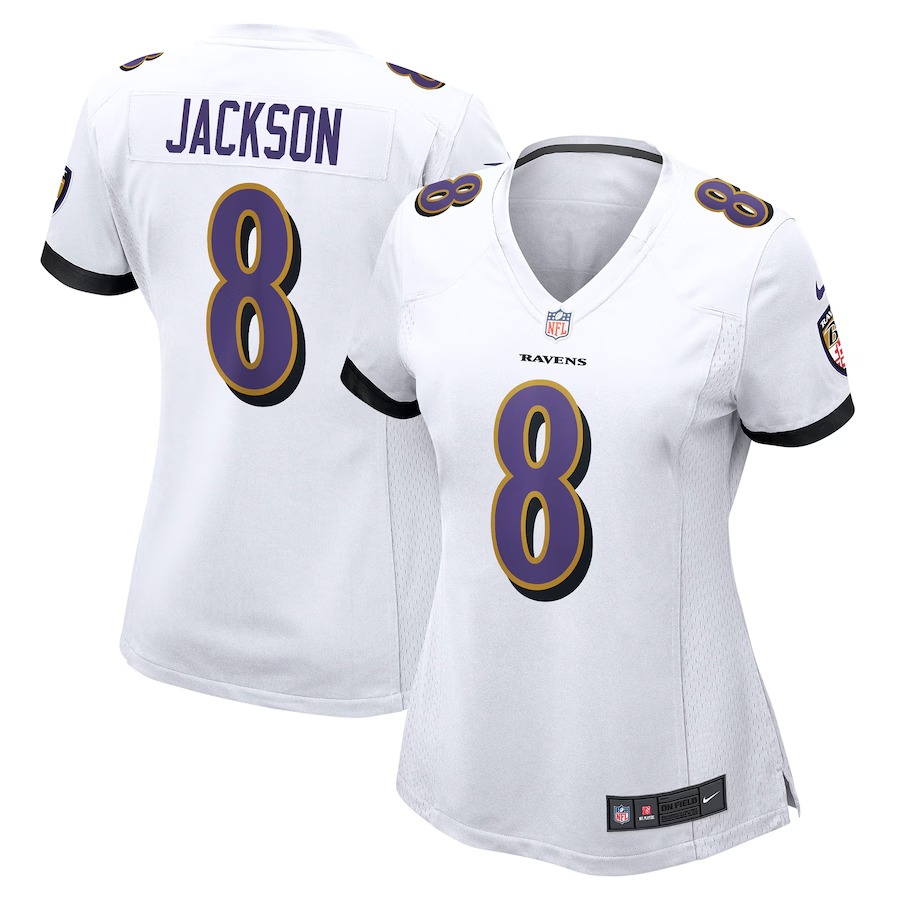 Women's Baltimore Ravens Lamar Jackson Nike White Player Game Jersey