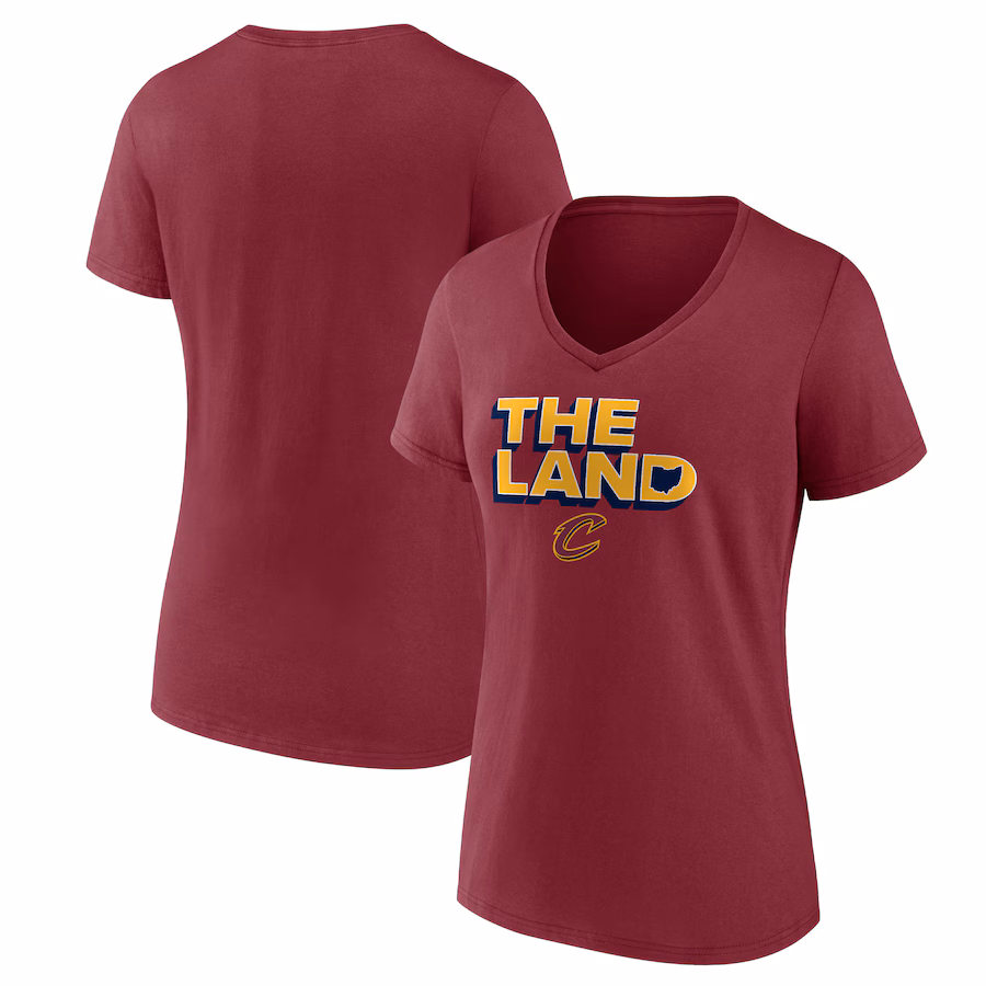 Women's Cleveland Cavaliers Wine Hometown Collection The Land V-Neck T-Shirt