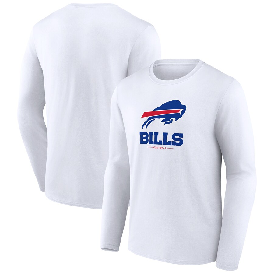 Men's Buffalo Bills White Logo Team Lockup Long Sleeve T-Shirt