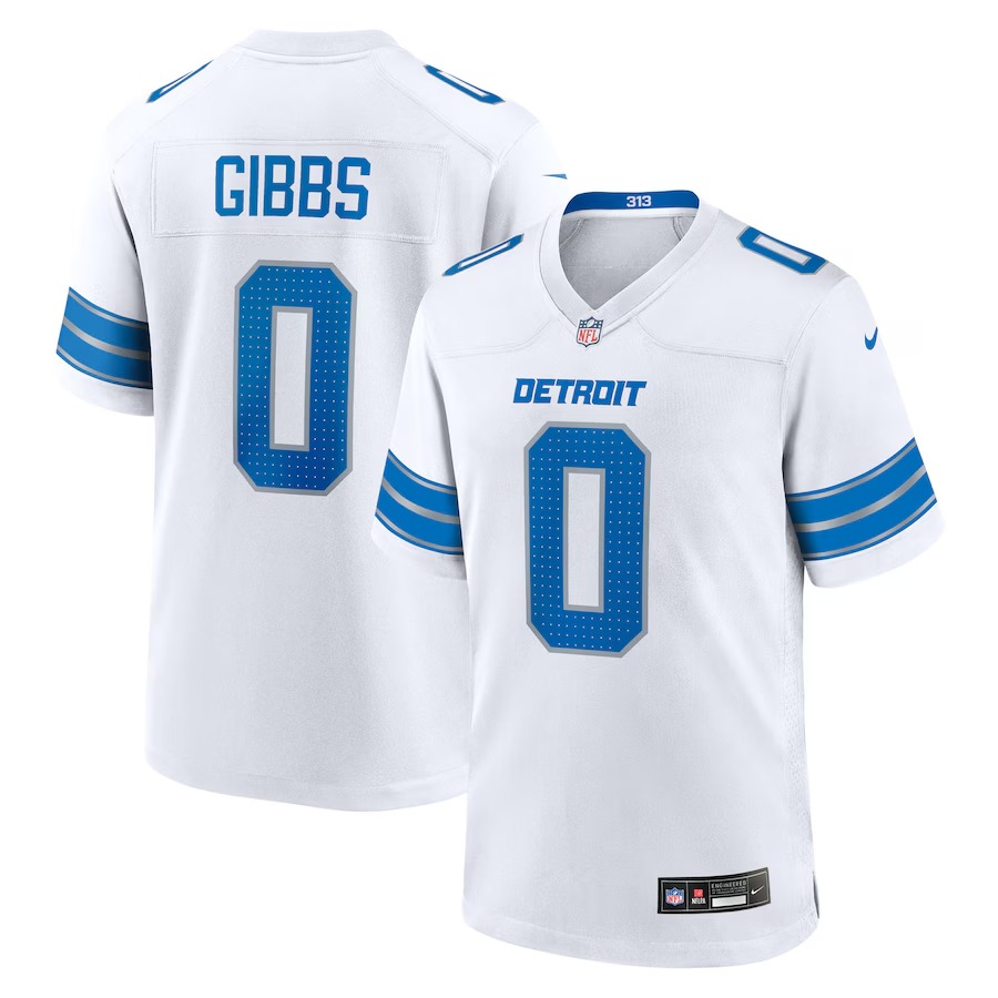 Men's Detroit Lions Jahmyr Gibbs Nike White Game Player Jersey