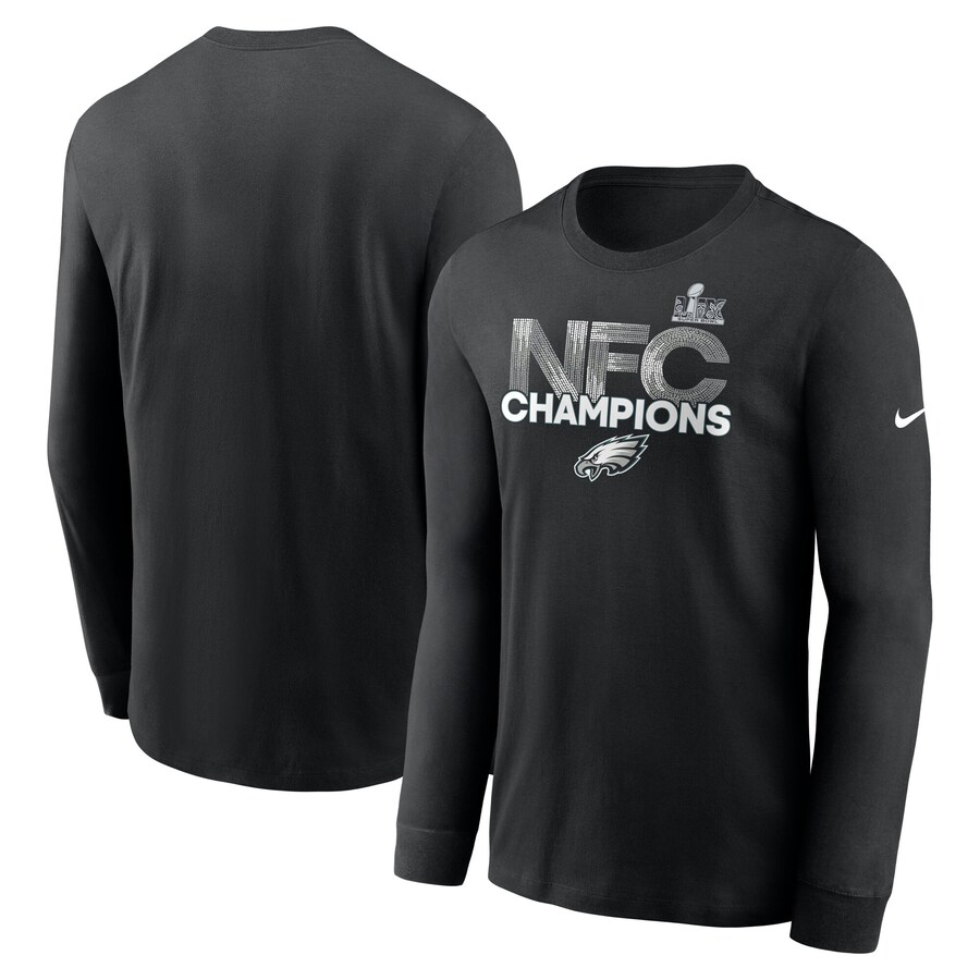 Men's Philadelphia Eagles  Nike Black 2024 NFC Champions Long Sleeve T-Shirt