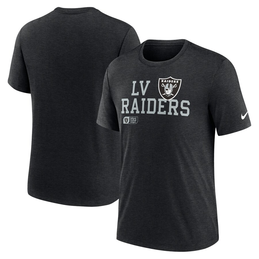 Men's Las Vegas Raiders Nike Black Overlap Lockup Tri-Blend T-Shirt