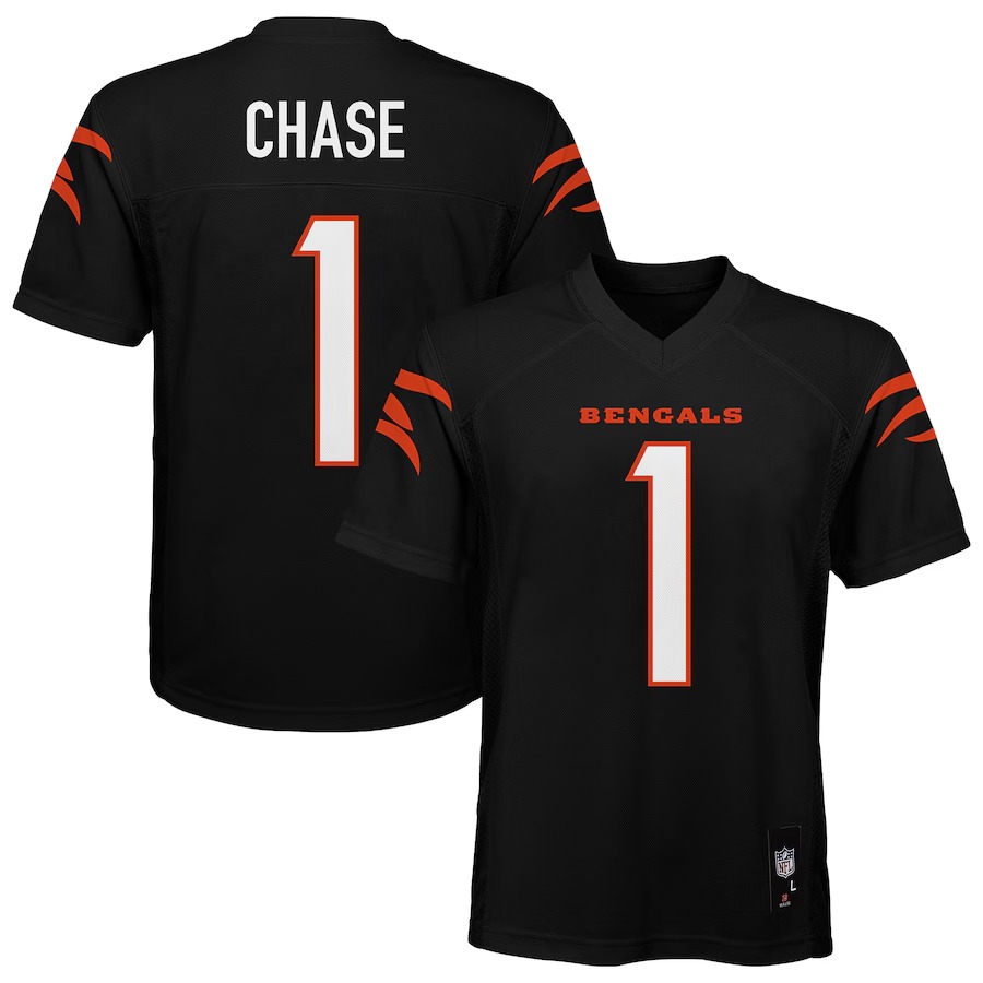 Youth Cincinnati Bengals Ja'Marr Chase Black Replica Player Jersey