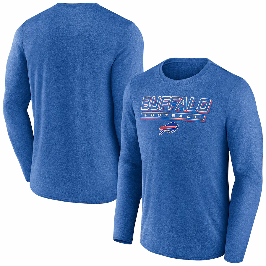 Men's Buffalo Bills  Fanatics Heather Royal Fundamentals Long Sleeve T-Shirt
