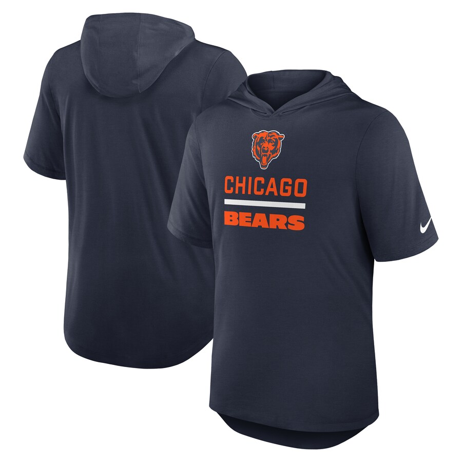Men's Chicago Bears Nike Navy Lockup Tri-Blend Hoodie T-Shirt