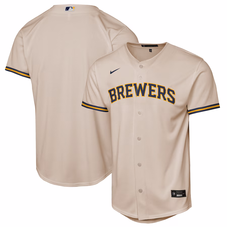 Youth Milwaukee Brewers Nike Cream Home Replica Jersey