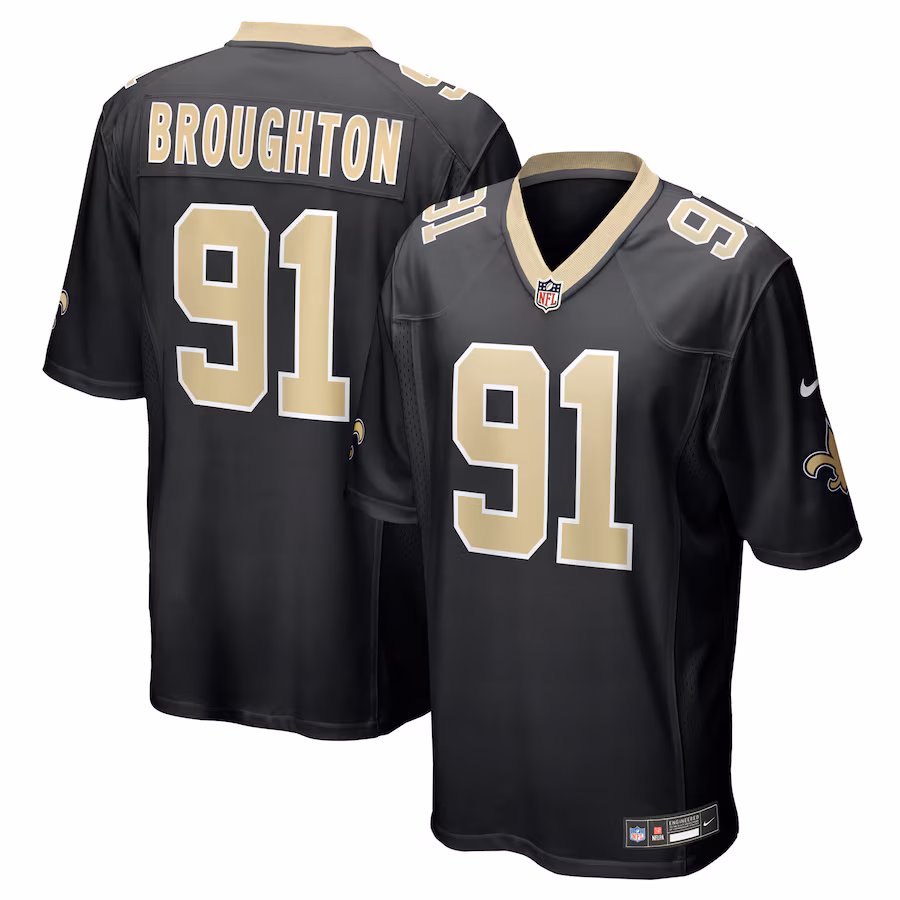Men's New Orleans Saints Vernon Broughton Nike Black Team Game Jersey