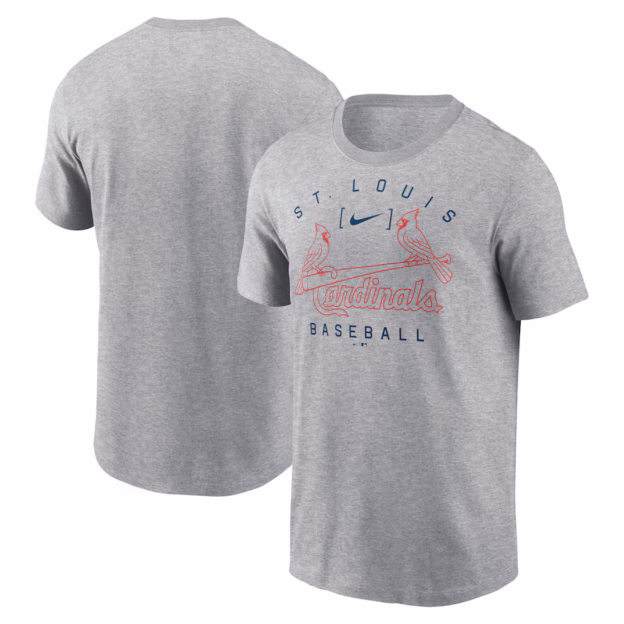 Men's St. Louis Cardinals Nike Heather Gray Home Team Athletic Arch T-Shirt
