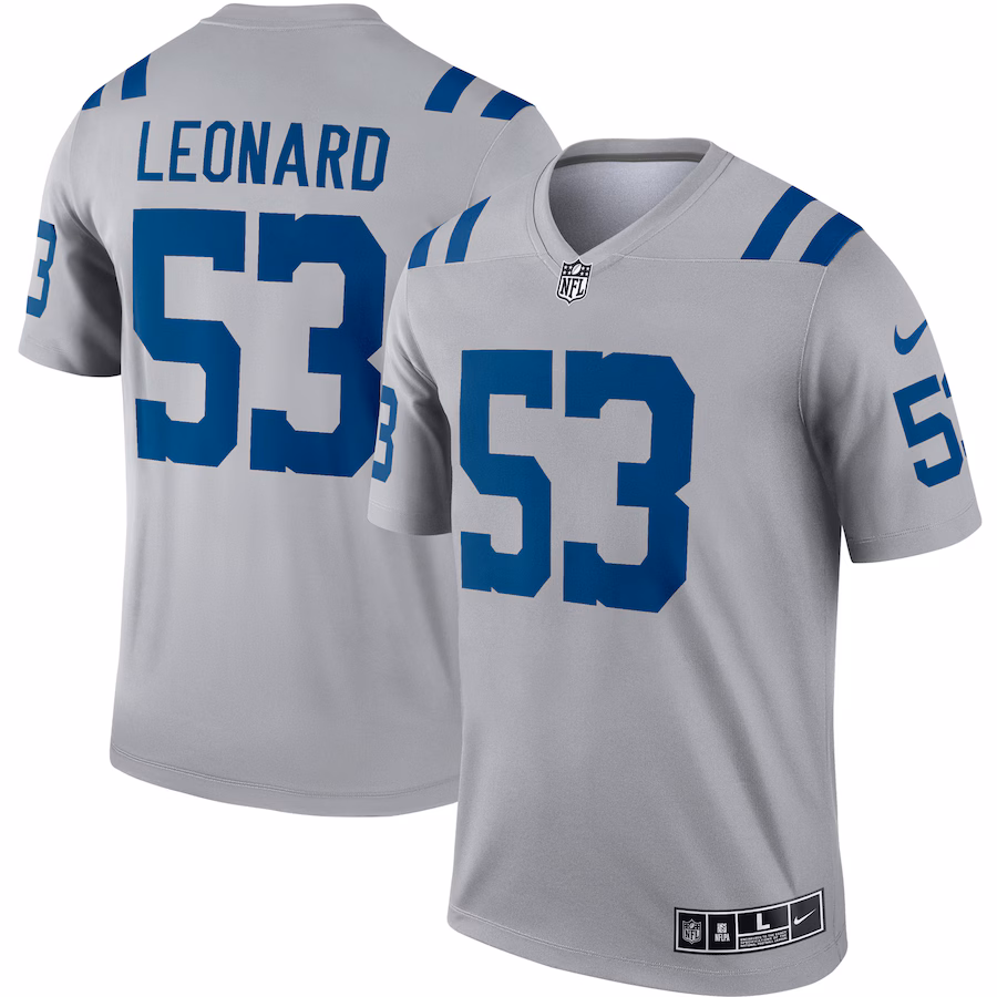 Men's Indianapolis Colts Shaquille Leonard Nike Gray Inverted Legend Player Performance Top