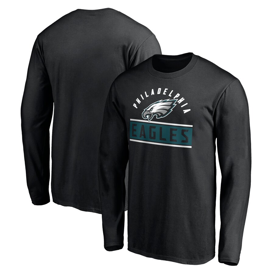 Men's Philadelphia Eagles Black Team Arch Knockout Long Sleeve T-Shirt
