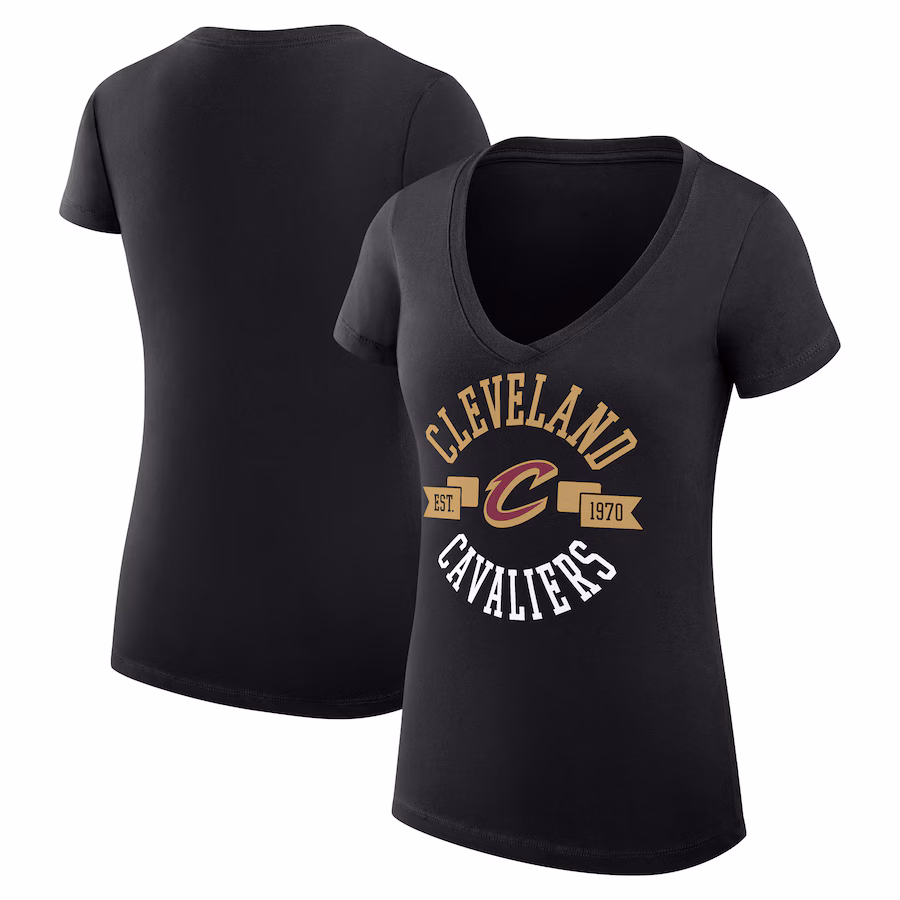 Women's Cleveland Cavaliers G-III 4Her by Carl Banks Black Large City Logo Fitted V-Neck T-Shirt