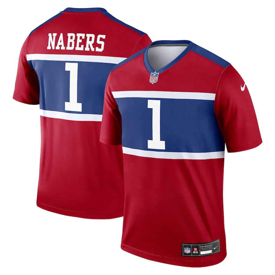 Men's New York Giants Malik Nabers Nike Red Alternate Legend Player Performance Top