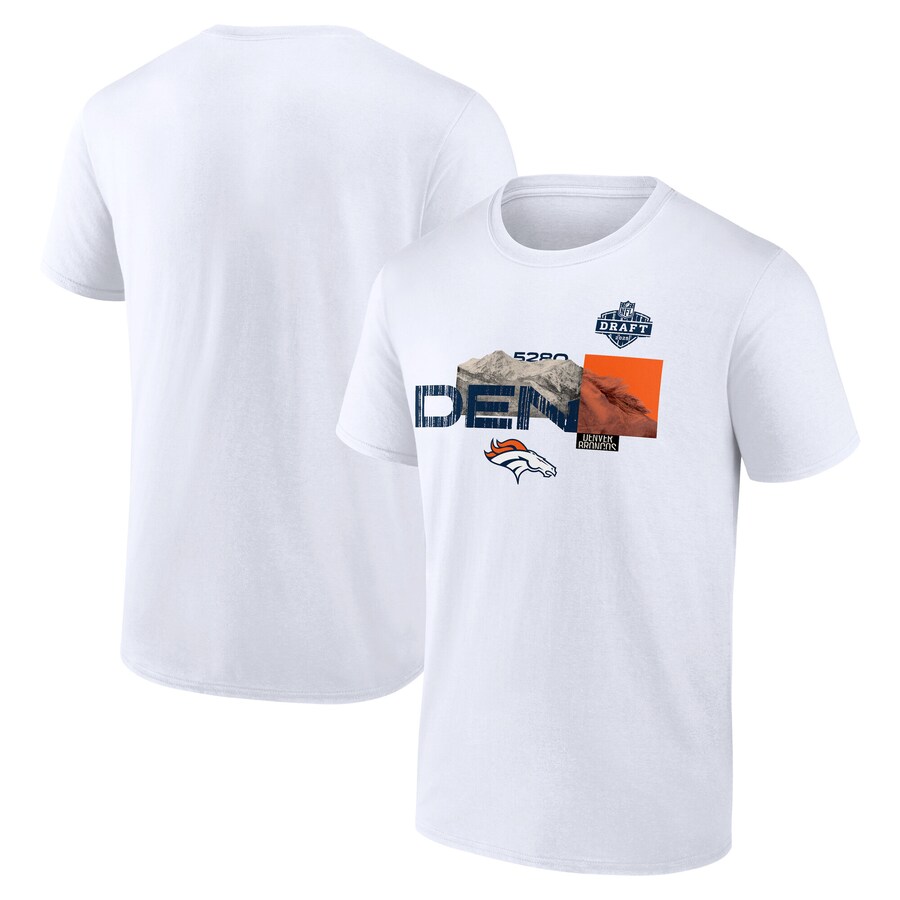 Men's Denver Broncos White 2025 NFL Draft T-Shirt