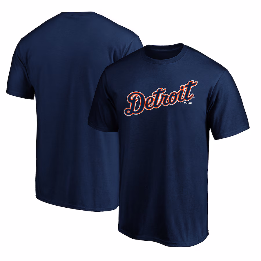 Men's Detroit Tigers Navy Official Team Wordmark T-Shirt