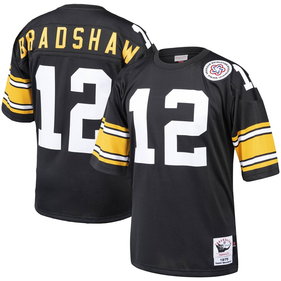 Men's Pittsburgh Steelers Terry Bradshaw Mitchell & Ness Black Authentic Throwback Retired Player Jersey