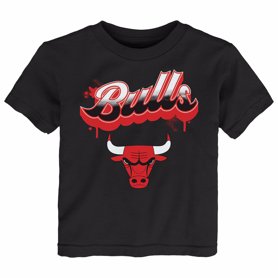 Youth Chicago Bulls  Black Bubbly Script T-Shirt