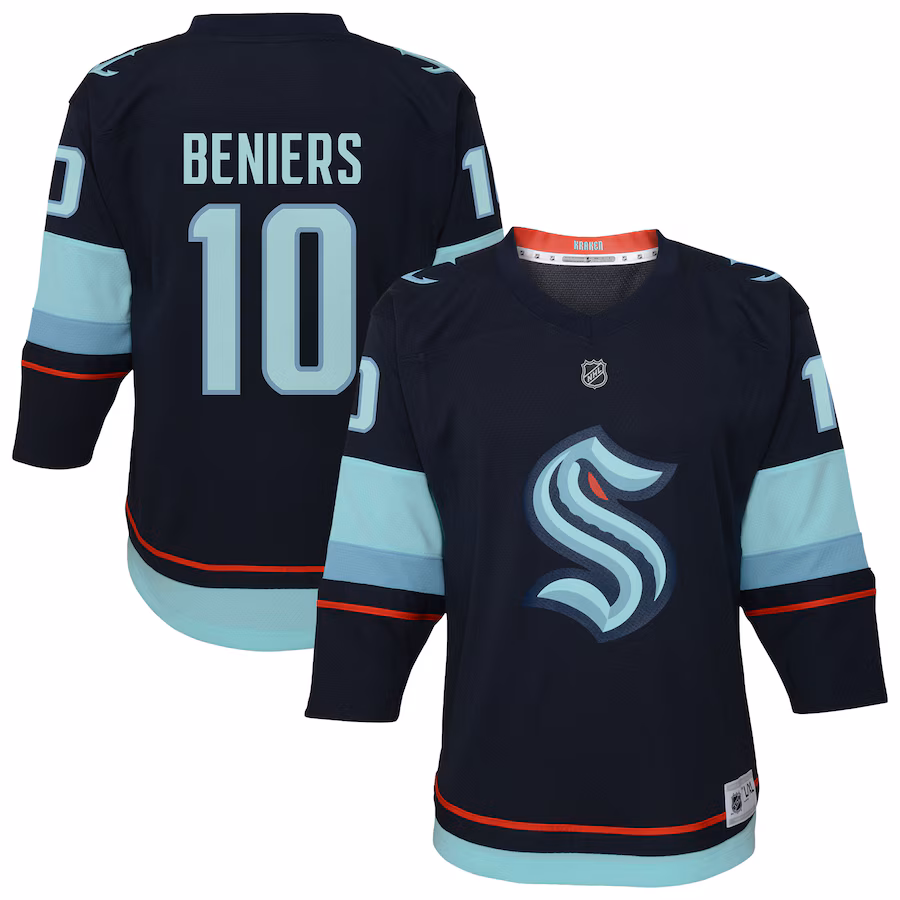 Youth Seattle Kraken Matty Beniers Navy Alternate Replica Player Jersey