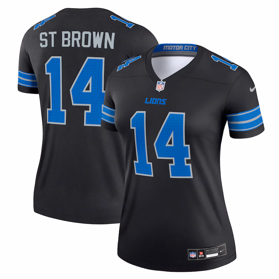 Women's Detroit Lions Amon-Ra St. Brown Nike Black Alternate Legend Player Performance Top