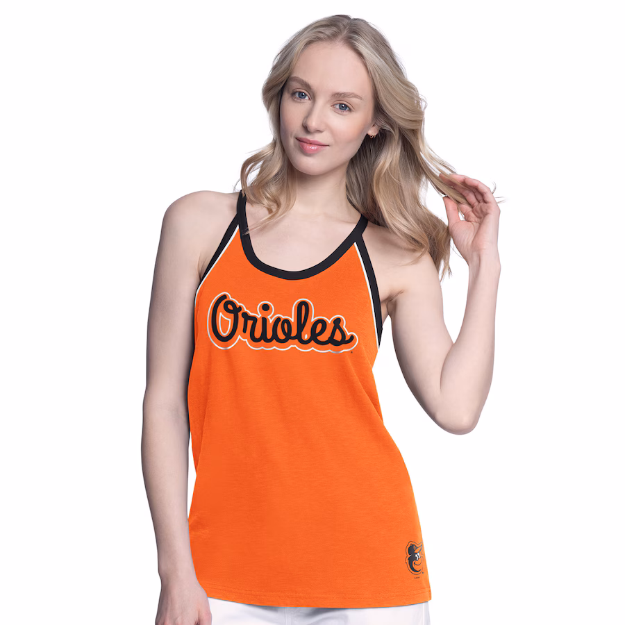 Women's Baltimore Orioles G-III 4Her by Carl Banks Orange Curveball Racerback Tank Top