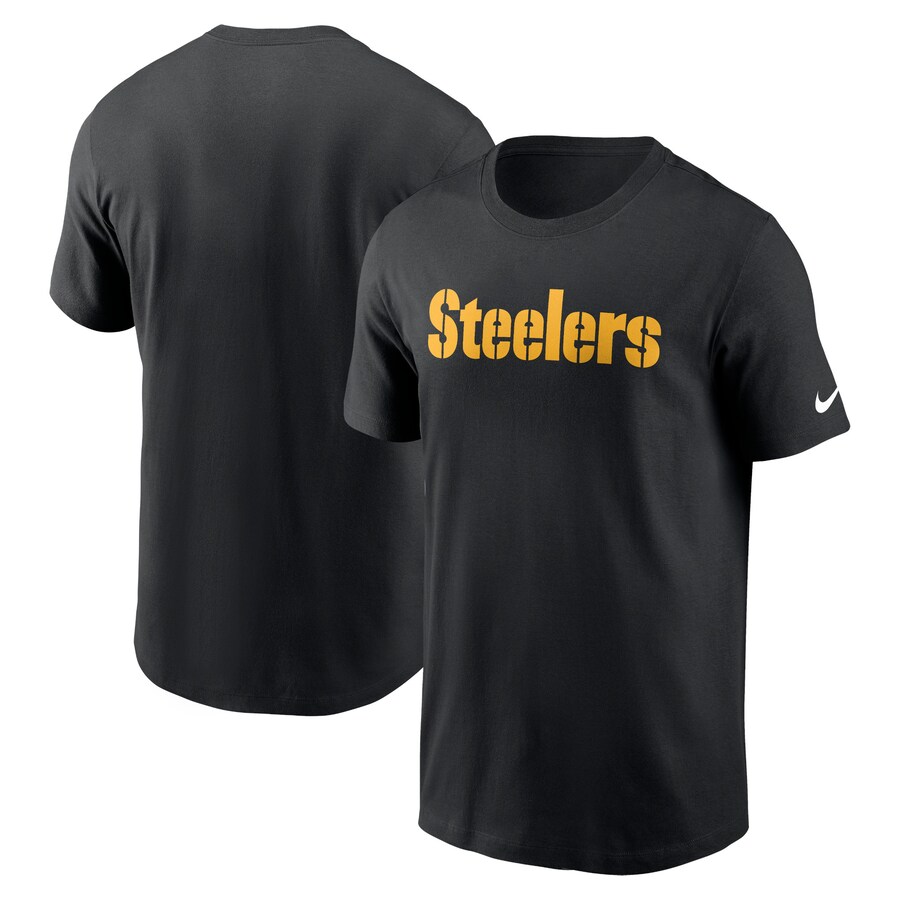 Men's Pittsburgh Steelers Nike Black Primetime Wordmark Essential T-Shirt