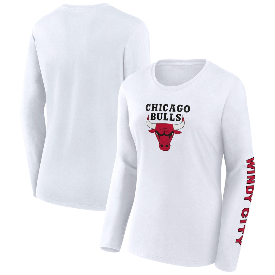 Women's Chicago Bulls Fanatics White Long Sleeve T-Shirt