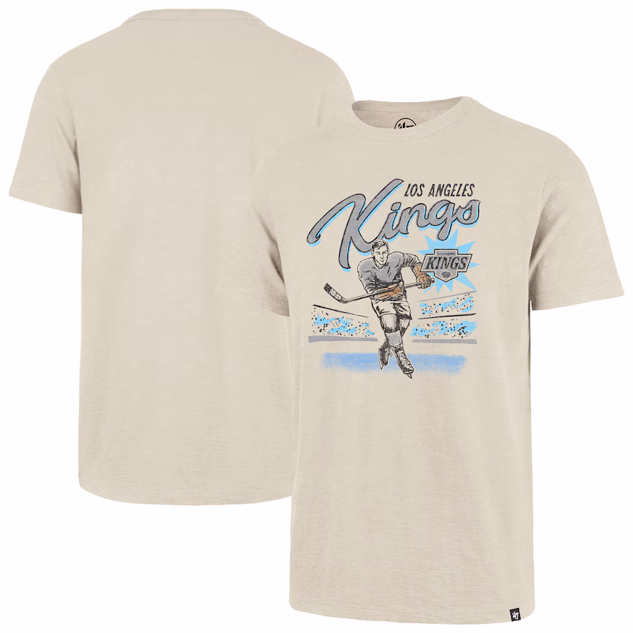 Men's Los Angeles Kings '47 Natural Hockey Player Golden Age Scrum T-Shirt