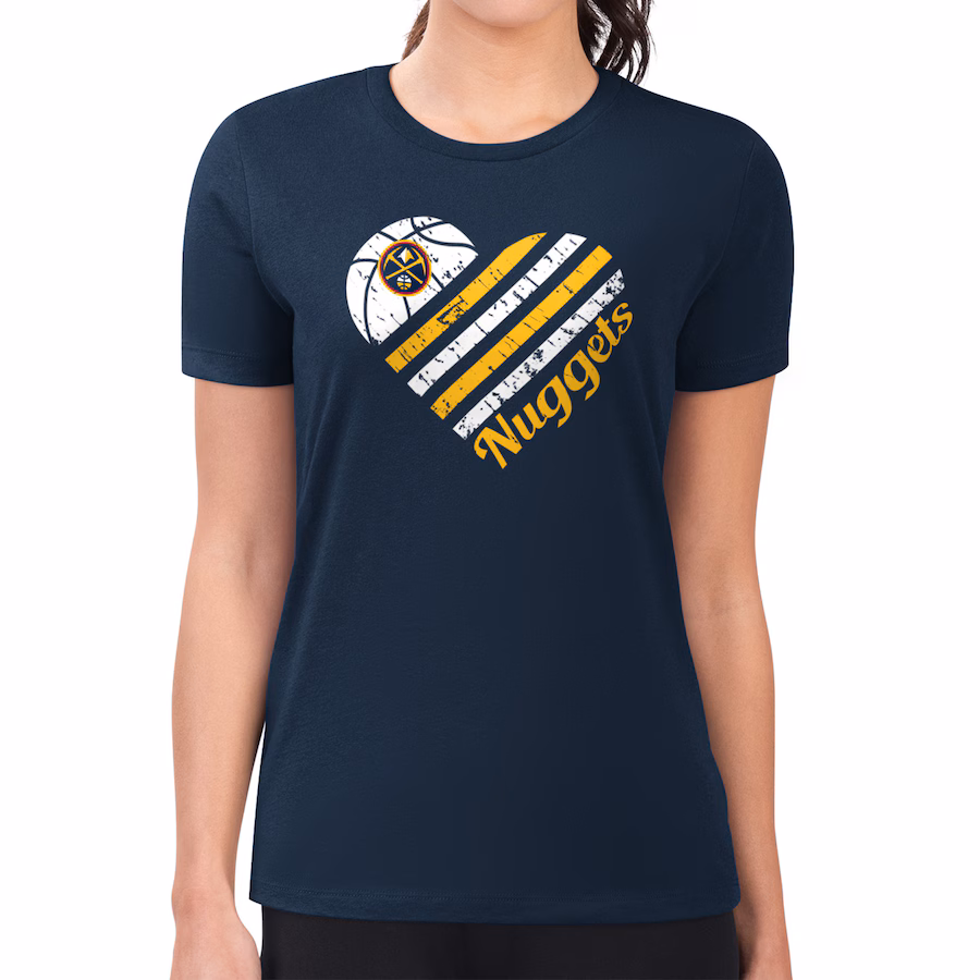 Women's Denver Nuggets G-III 4Her by Carl Banks Navy Heart Team T-Shirt