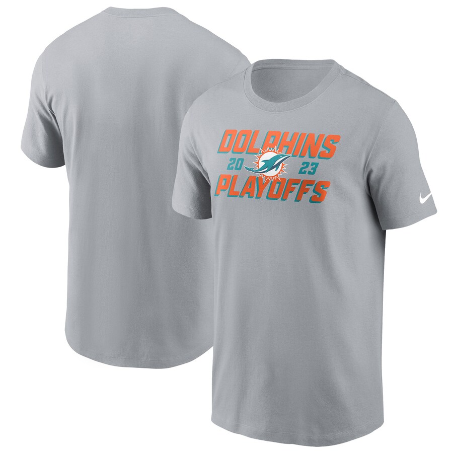Men's Miami Dolphins Nike Gray 2023 NFL Playoffs Iconic T-Shirt