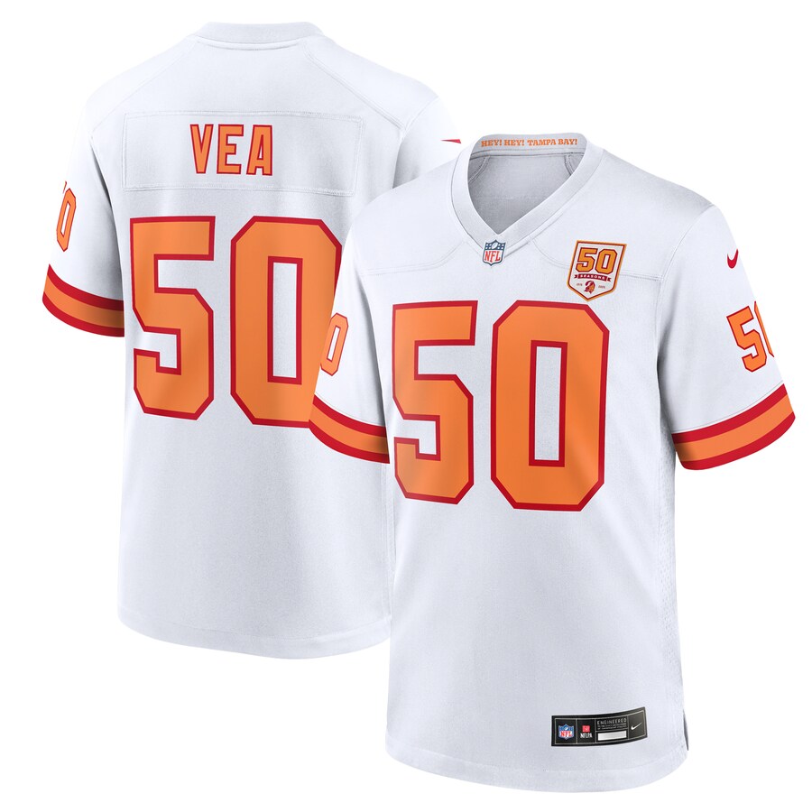 Men's '76 Tampa Bay Buccaneers Vita Vea Nike White 50th Season Game Jersey