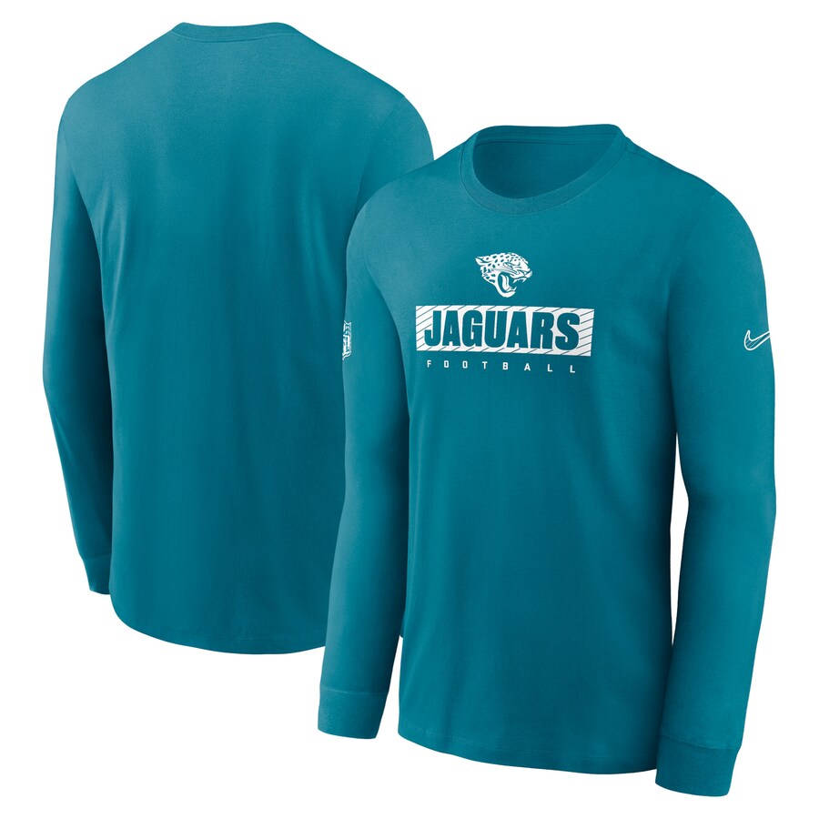 Men's Jacksonville Jaguars Nike Teal Sideline Performance Long Sleeve T-Shirt