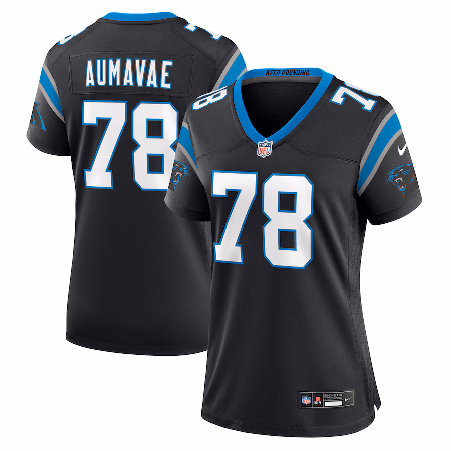 Women's Carolina Panthers Popo Aumavae Nike Black Team Game Jersey