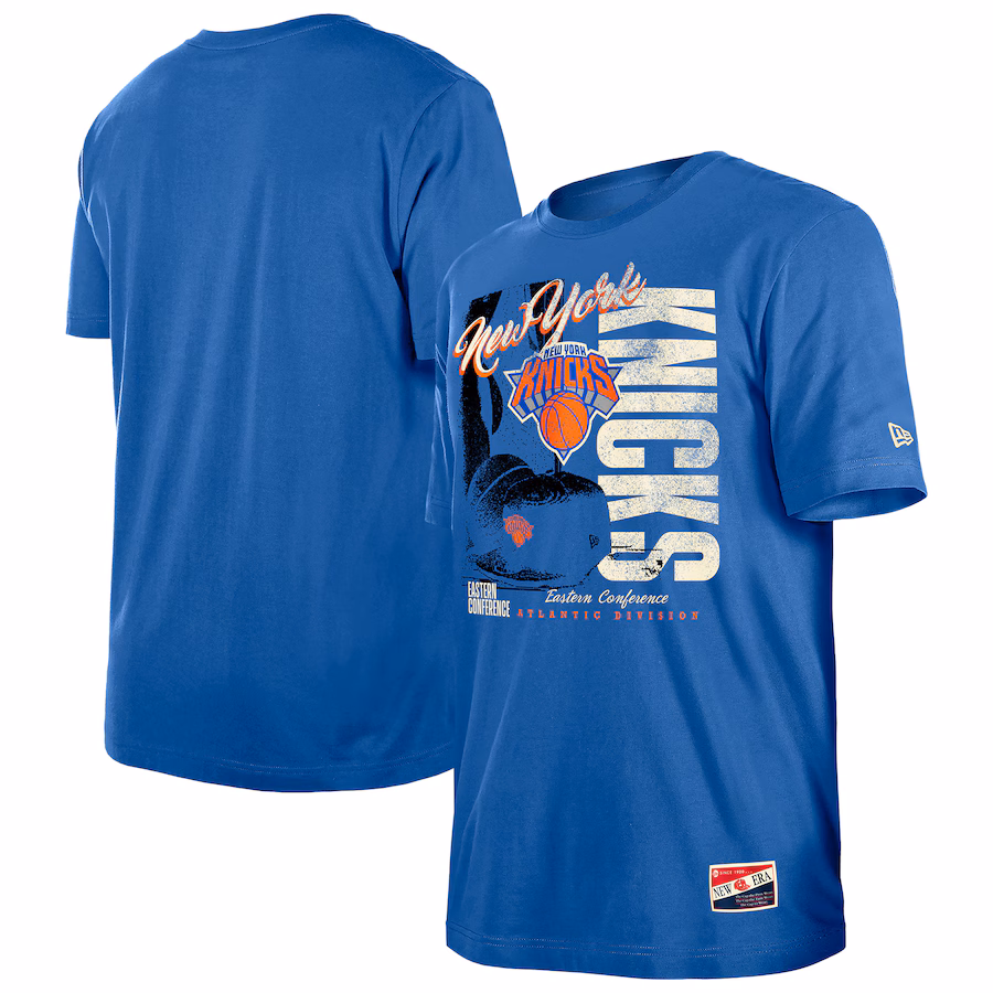 Men's New York Knicks New Era Blue Distressed Throwback Vintage Color Pack T-Shirt