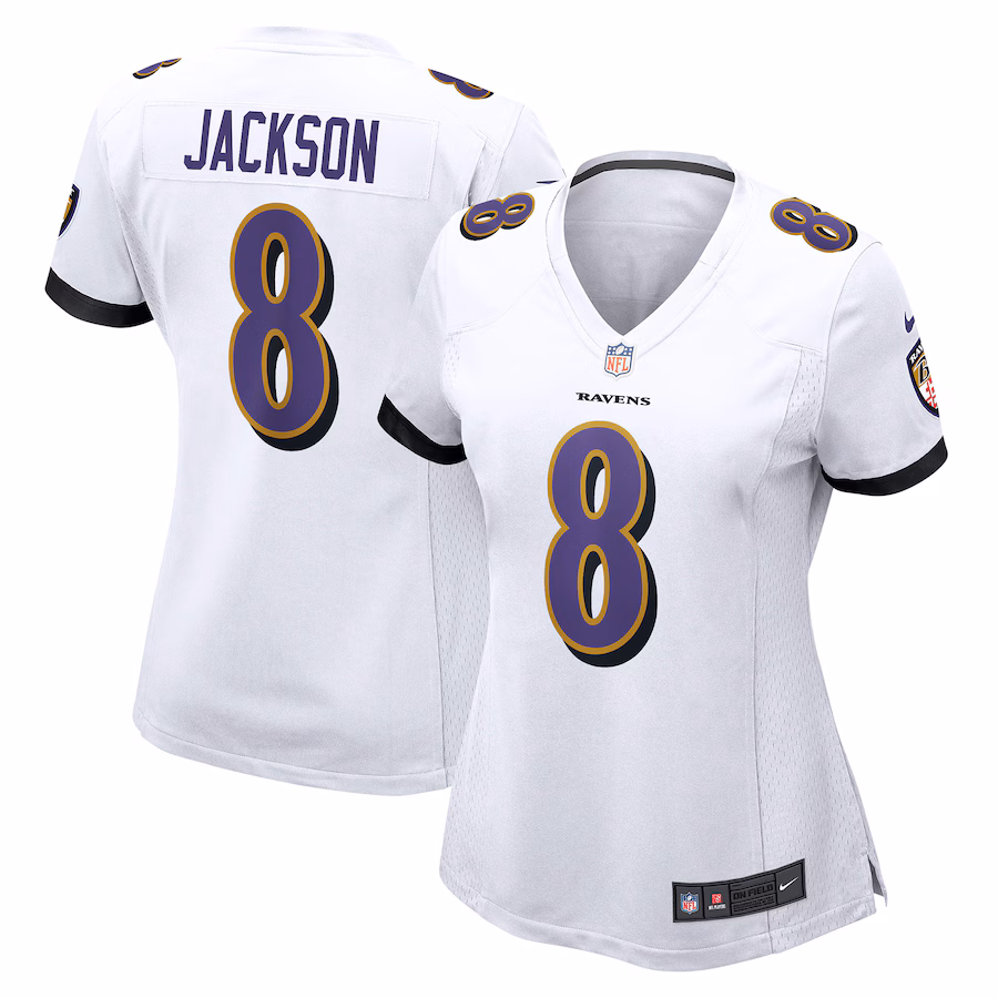 Women's Baltimore Ravens Lamar Jackson Nike White Player Game Jersey