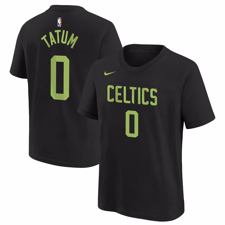 Youth Boston Celtics Jayson Tatum Nike Black 2024/25 City Edition Name & Number T-Shirt