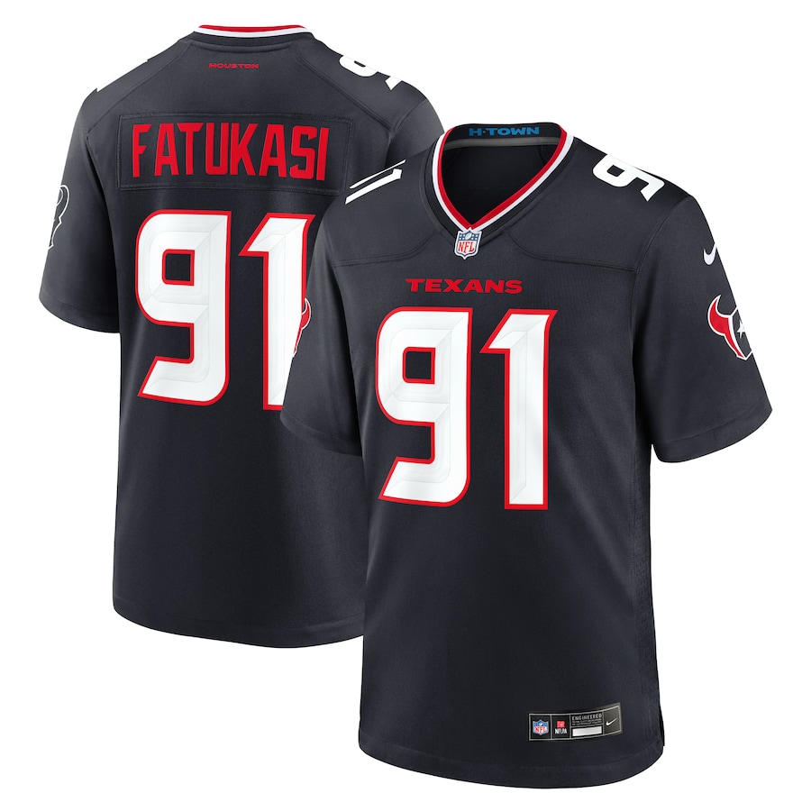 Men's Houston Texans Folorunso Fatukasi Nike Navy Team Game Jersey