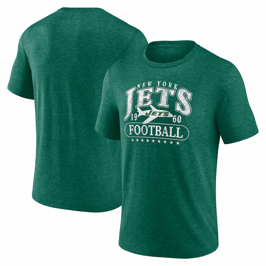 Men's New York Jets Fanatics Heather Green Official Retro Tri-Blend T-Shirt