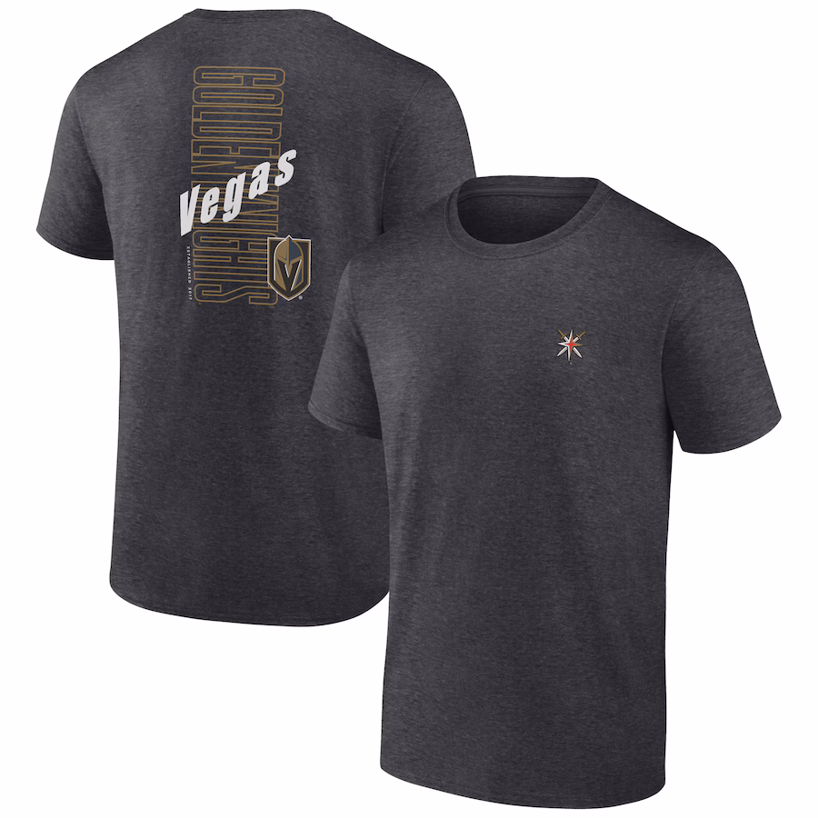 Men's Vegas Golden Knights Fanatics Heather Charcoal Backbone T-Shirt
