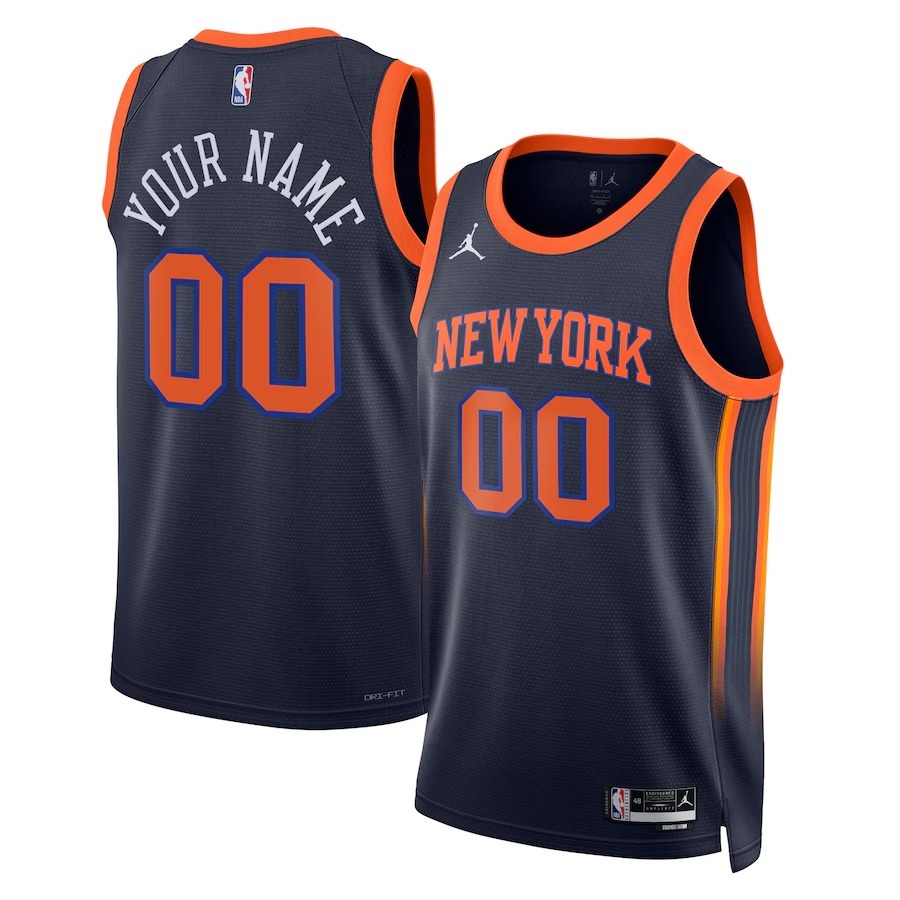 Unisex New York Knicks Jordan Brand Navy 2022/23 Swingman Custom Jersey - Statement Edition