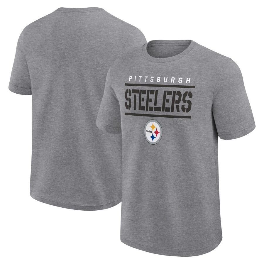Men's Pittsburgh Steelers Fanatics Heather Gray Big & Tall Top Notch T-Shirt