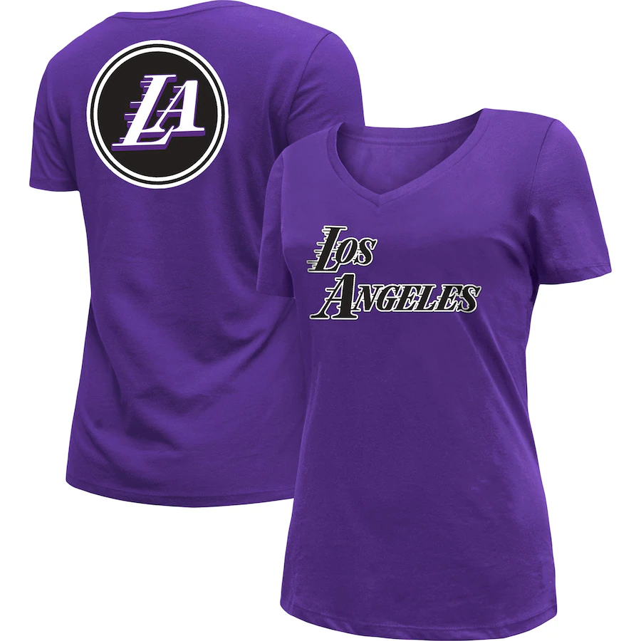 Women's Los Angeles Lakers New Era Purple 2022/23 City Edition V-Neck T-Shirt