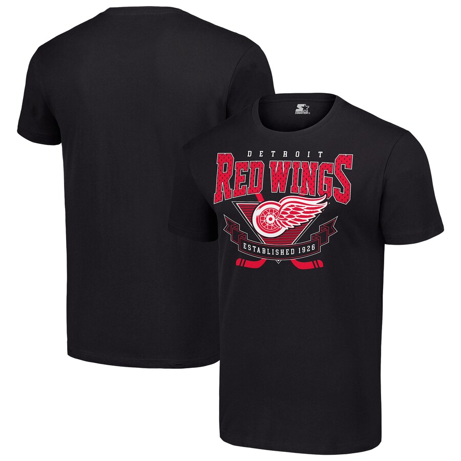 Men's Detroit Red Wings Starter Black Team Logo Graphic T-Shirt
