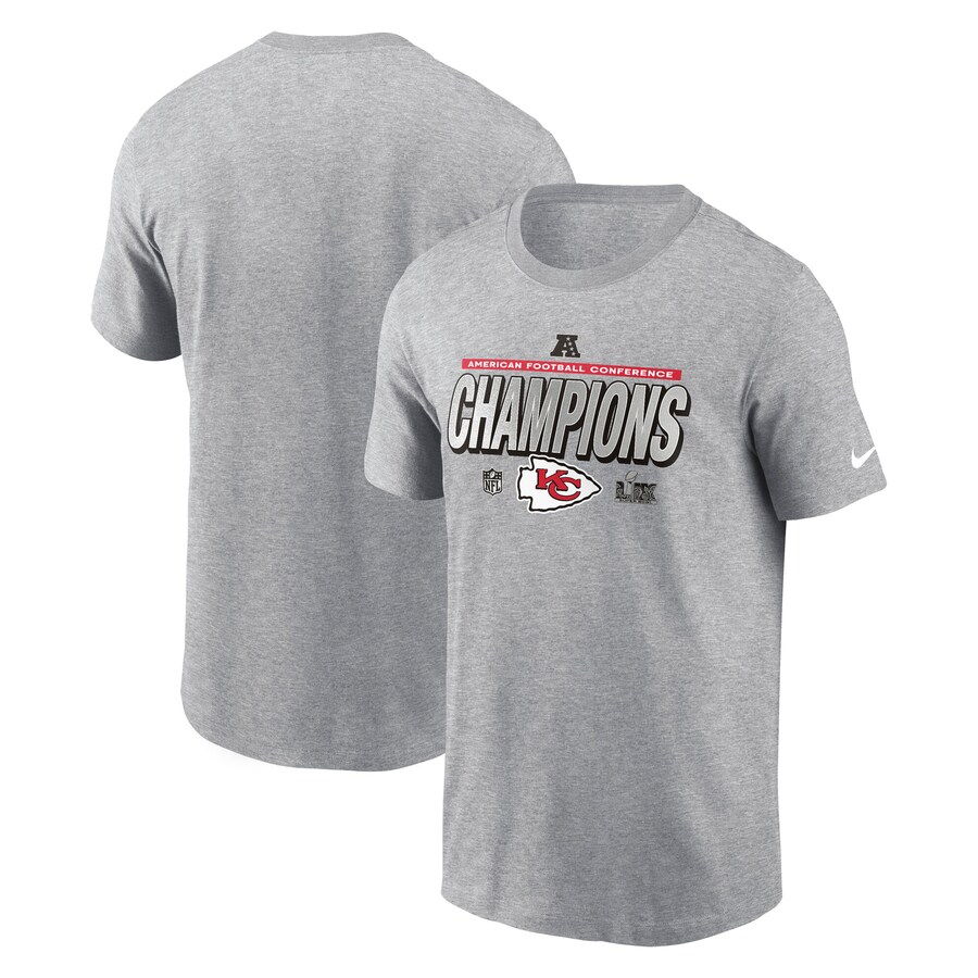 Men's Kansas City Chiefs  Nike Heather Gray 2024 AFC Champions Locker Room Trophy Collection T-Shirt